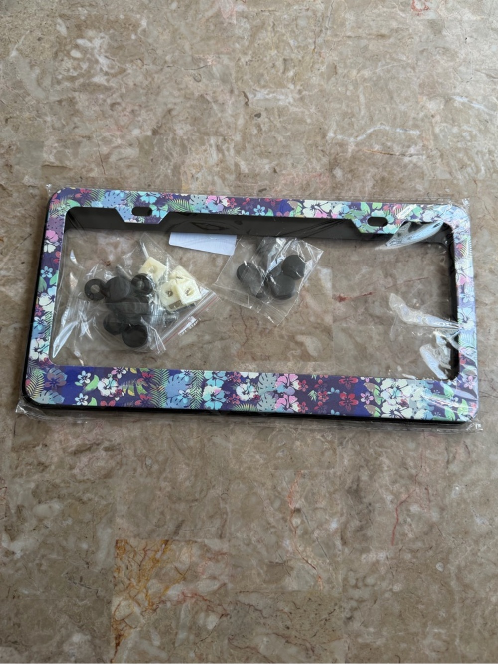 2pcs Floral Purple Blue Flower  License Plate Frame Car Truck SUV